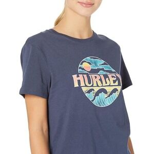 Hurley T-Shirt Women's XS Mood Indigo Graphic Waves Short Sleeves Girlfriend Tee